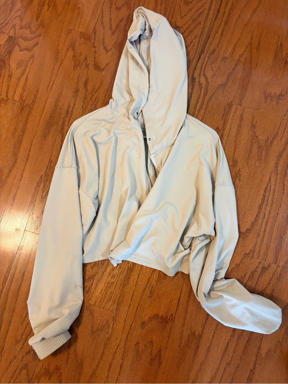 Mono B Cropped Hooded Jacket in Light Beige